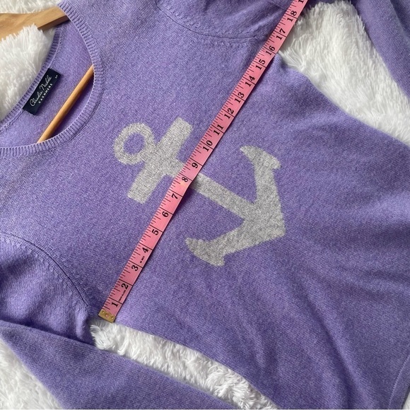 Claudia Nichole | cashmere nautical print lavender crewneck sweater, size small - Picture 14 of 15